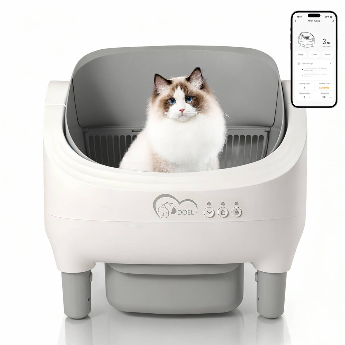 Smart App Control Open-top Automatic cat Litter Box Basin with Dual Safety Sensors Self Cleaning