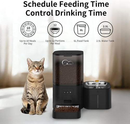 Wifi APP Control Voice Call Function 6L Dog Cat Food Dispenser Timed Pet Feeder Food and Water 2 in 1 Smart Automatic Pet Feeder