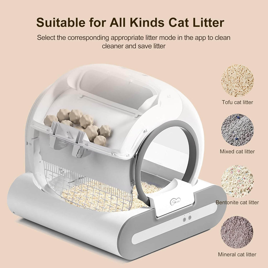 T1+ Selbstreinigende Katzentoilette, automatisch, intelligent, mit Geruchsfilter und Sicherheitssensoren.