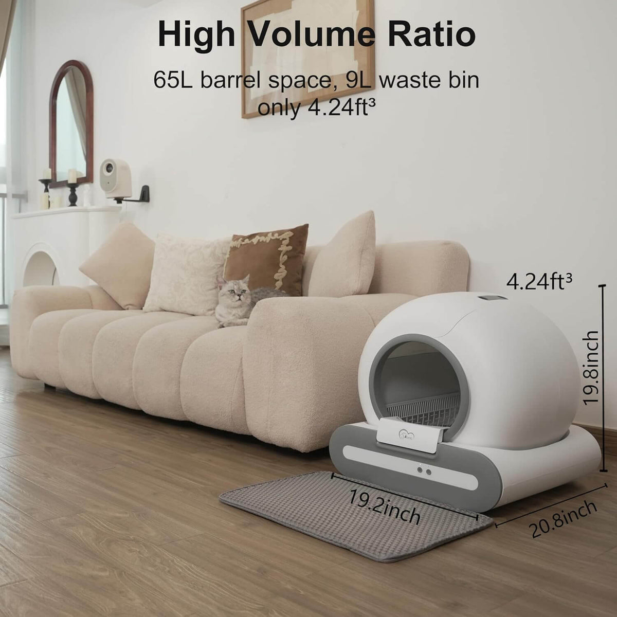 T1+ Automatic Self-Cleaning Cat Litter Box Auto Smart Litter Machine Odor Filter and safety sensors.