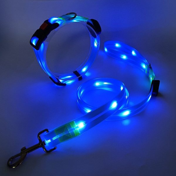 Luminous LED Pet Leash USB Charging PVC Rubber Coated Waterproof Material Collar Dog Walking LED Lead - 图片 6